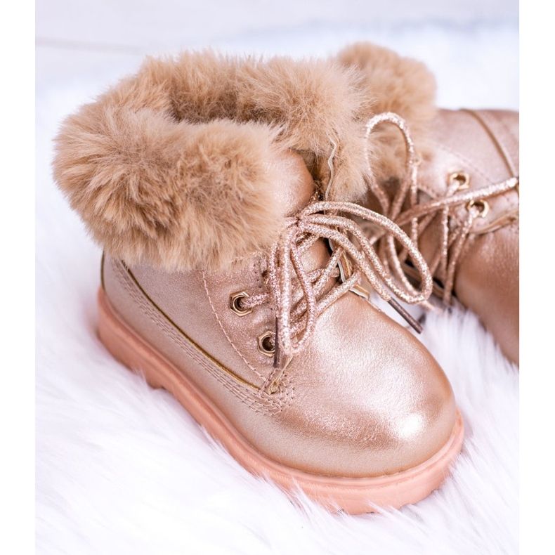 Teplé dětské boty Trappers Pink Gold Phobos růžový růžový 2