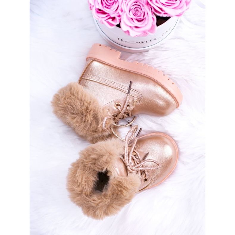 Teplé dětské boty Trappers Pink Gold Phobos růžový růžový 1