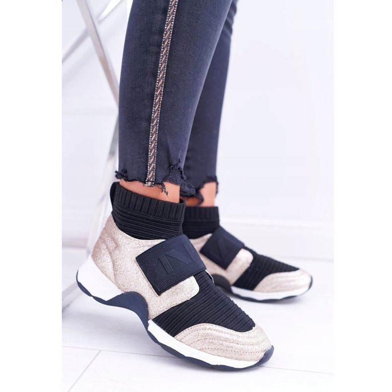 Dámské sportovní boty Lu Boo s ponožkou se zlatým třpytem Phantom černá vícebarevný žlutá 2