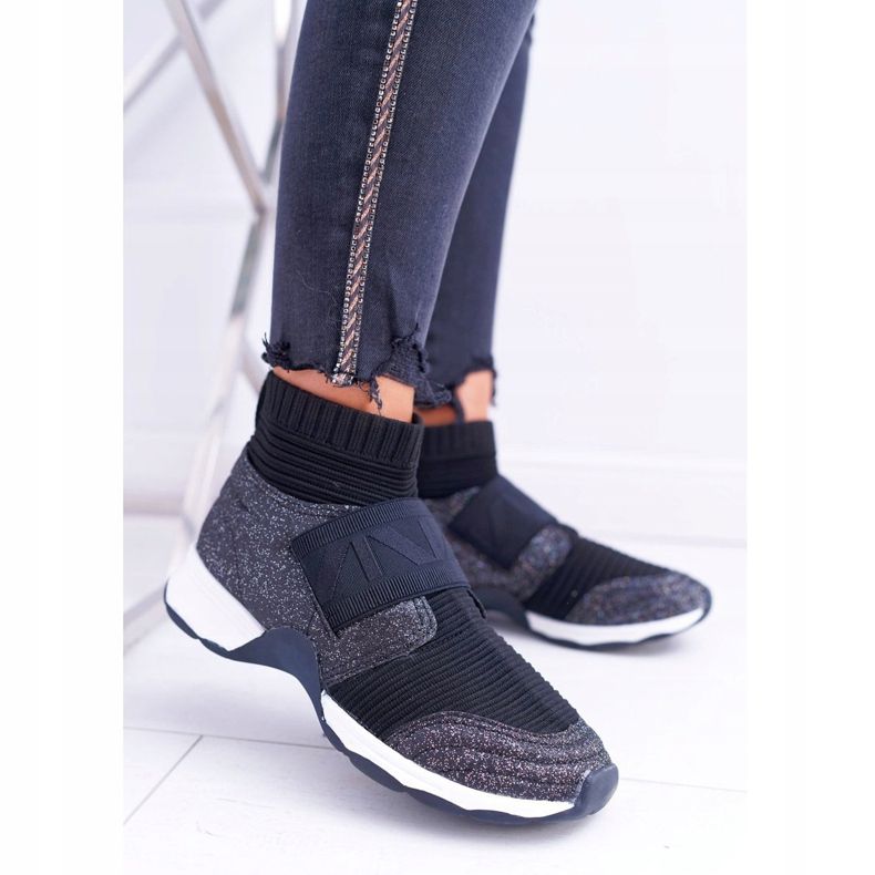 Dámské sportovní boty Lu Boo s ponožkou černé třpytky Phantom černá 1