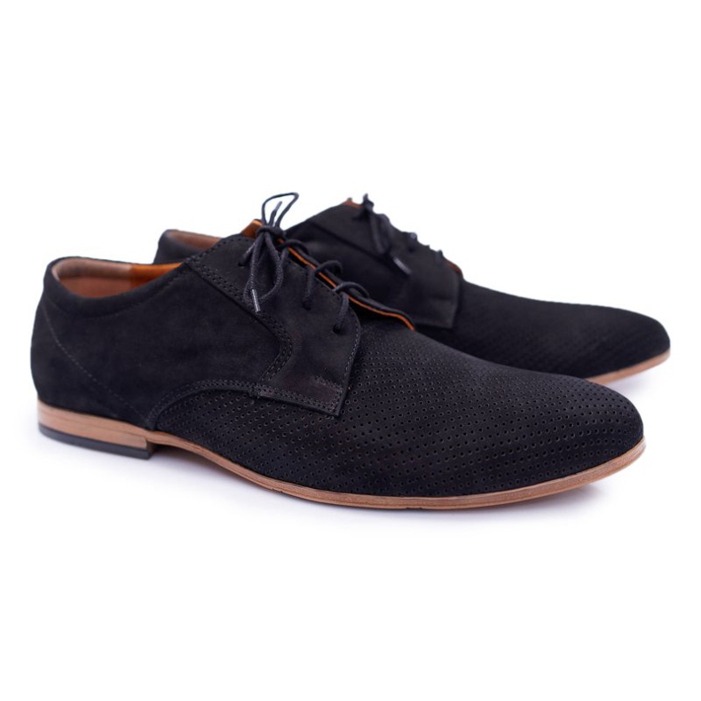 Bednarek Polish Shoes Pánské brogues Bednarek Nubuck Openwork Black Hermes černý 1