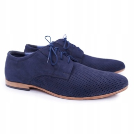 Bednarek Polish Shoes Pánské brogues Bednarek Nubuck Openwork Navy Blue Hermes námořnická modř 1