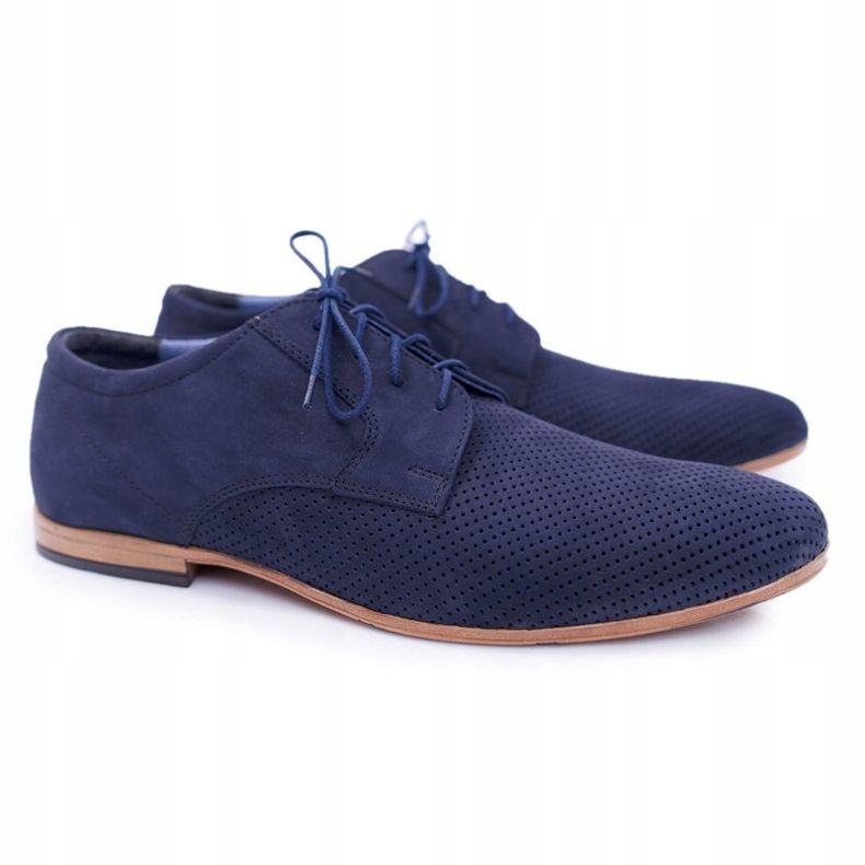 Bednarek Polish Shoes Pánské brogues Bednarek Nubuck Openwork Navy Blue Hermes námořnická modř 1