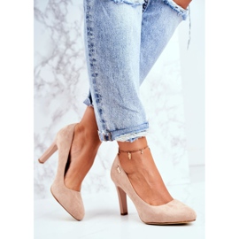 Dámské lodičky na podpatku semišová béžová Sergio Leone Campbell béžový 1