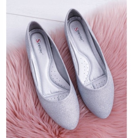 PS1 Dámské balerínky Glitter Silver Fifi šedá 2