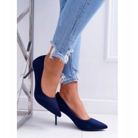 FB1 Dámské jehlové semišové šaty v Spitz Navy Blue Cream námořnická modř 2
