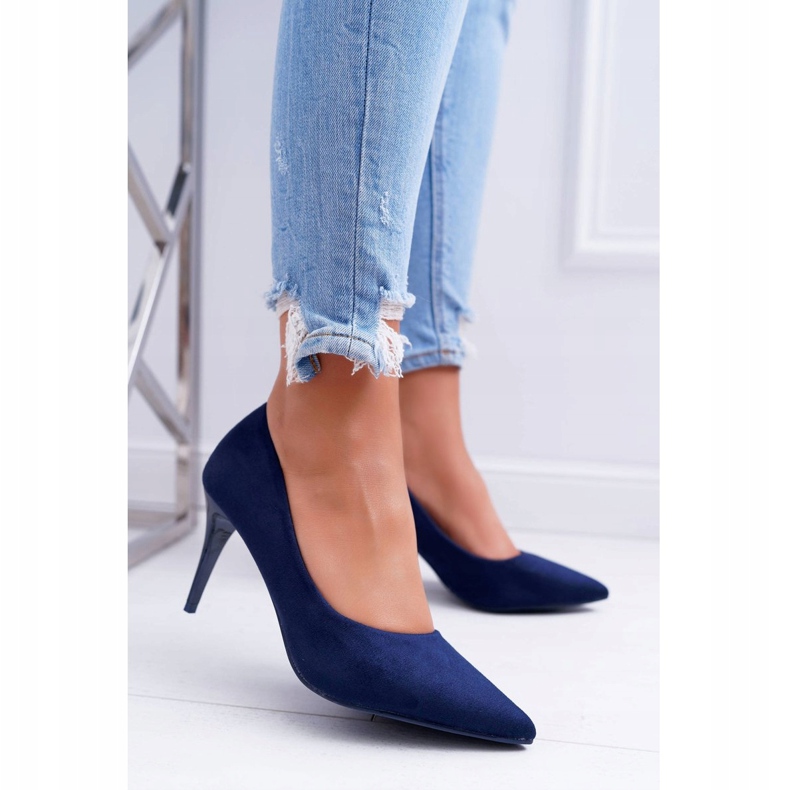 FB1 Dámské jehlové semišové šaty v Spitz Navy Blue Cream námořnická modř 1