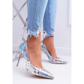 Dámské vysoké podpatky Lu Boo Blue Snake In Spitz Iris modrý vícebarevný 2