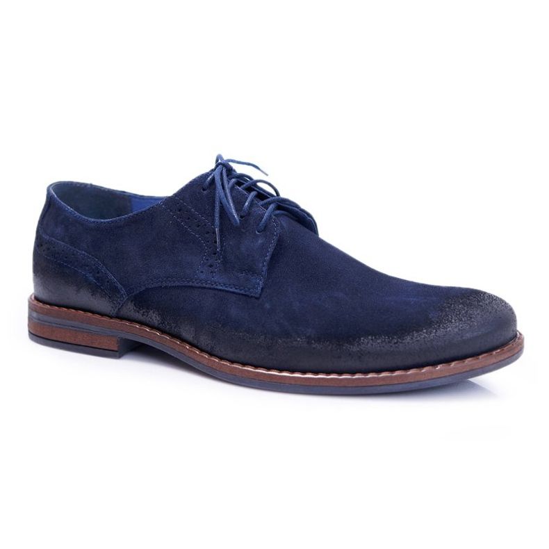 Pánské brogues ležérní kůže Nikopol Navy Blue Lajos námořnická modrá 1
