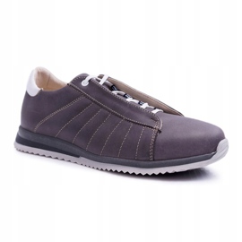 Bednarek Polish Shoes Pánské sportovní kožené boty Brogues Bednarek Grey Geos šedá 1