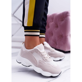 NFR Dámské sportovní boty semišové béžové a bílé lízátko bílý hnědý 2