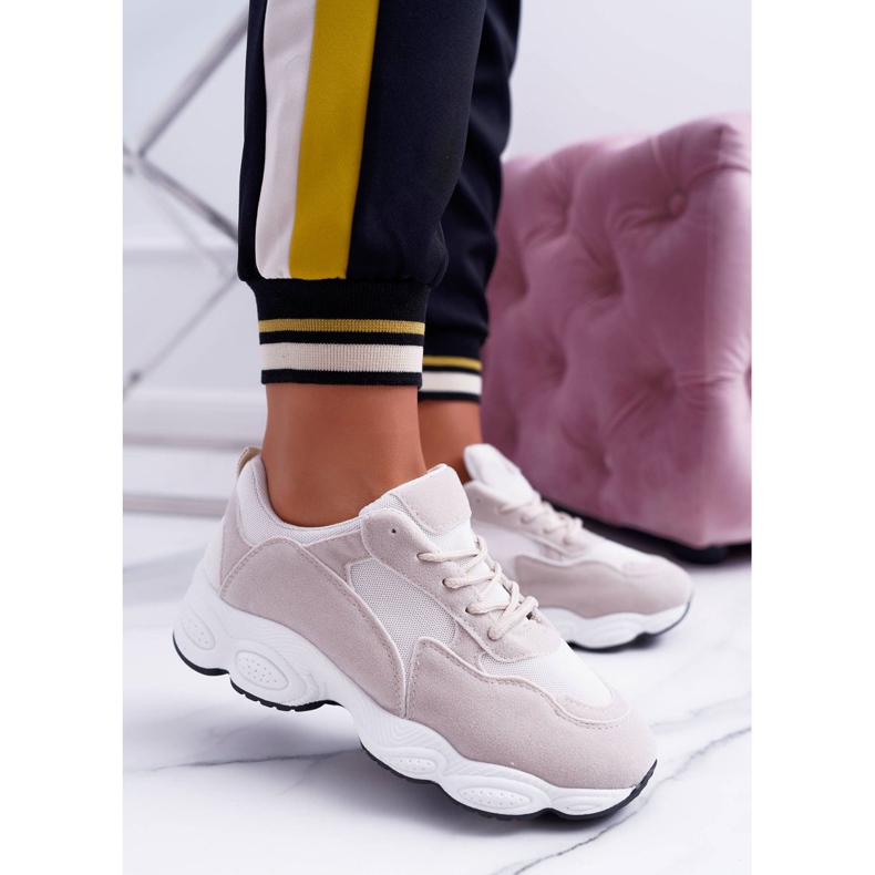 NFR Dámské sportovní boty semišové béžové a bílé lízátko bílý hnědý 2