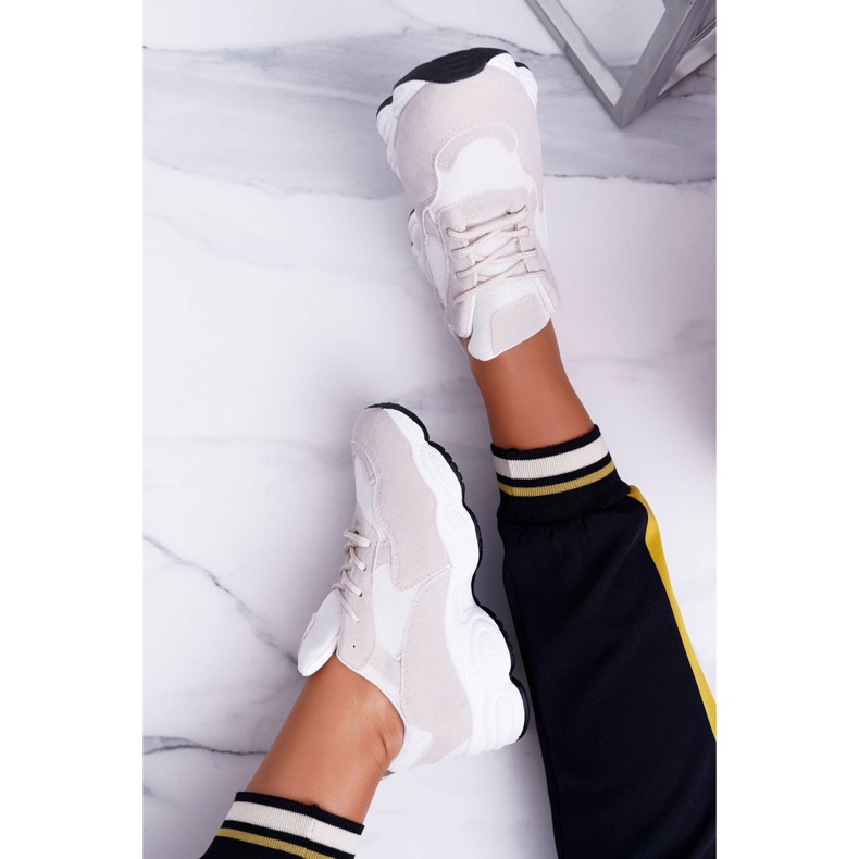 NFR Dámské sportovní boty semišové béžové a bílé lízátko bílý hnědý 1