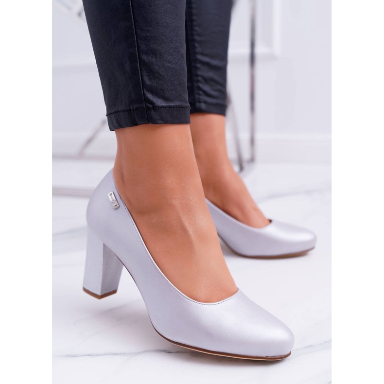 Dámské lodičky Sergio Leone PB130 Silver Pearl Amber šedá 2