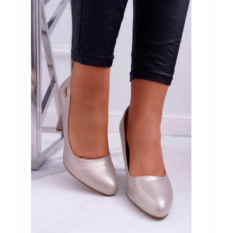 Dámské lodičky na podpatku Sergio Leone 1457 Golden Campbell zlatý 2