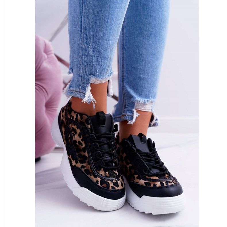 NFR Dámské sportovní černé boty Leopard Faqundo hnědý černá vícebarevný 2