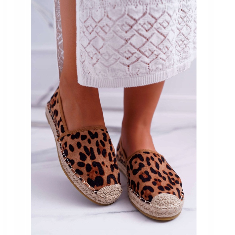 NFR Dámské espadrilky ze semišové kůže leopardí džungle hnědý 2