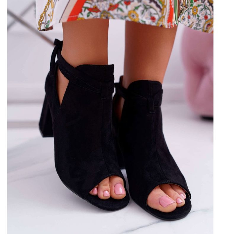 Vinceza Černé boty Sandály na baru s otevřenými prsty šedé černá 2