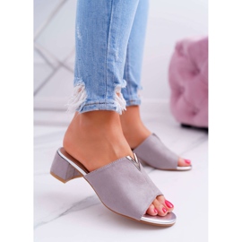 Vinceza Dámské klasické elegantní pantofle na bloku šedé Demea šedá 2