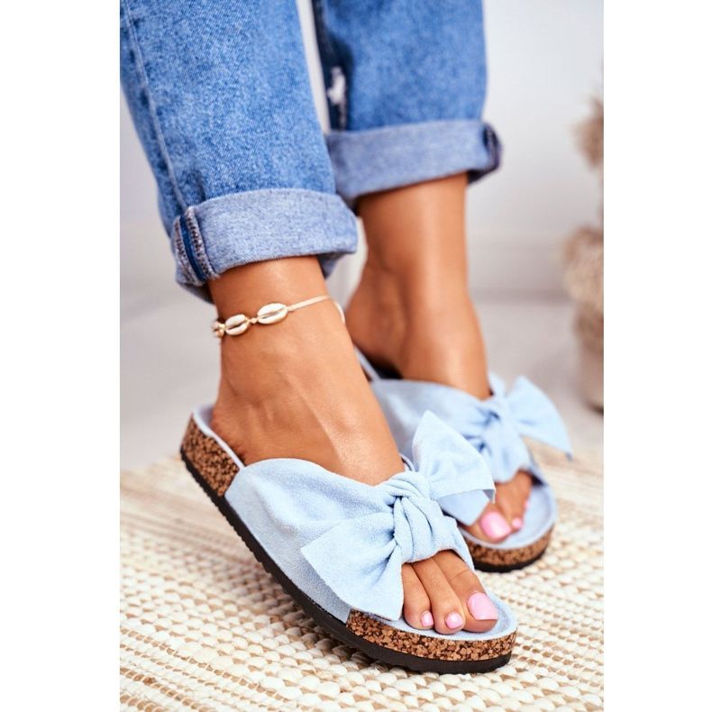 BUGO Dámské modré pantofle na korkové mašli Wendy modrý 1