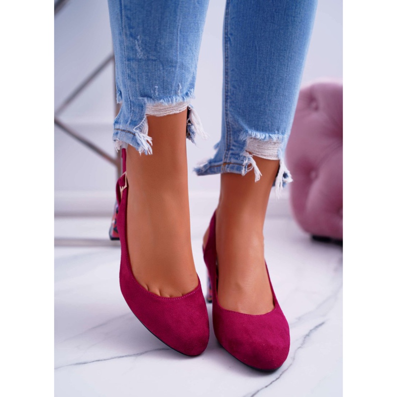 Dámské lodičky na podpatku Sergio Leone SK788 Fuchsia Lati růžový 2