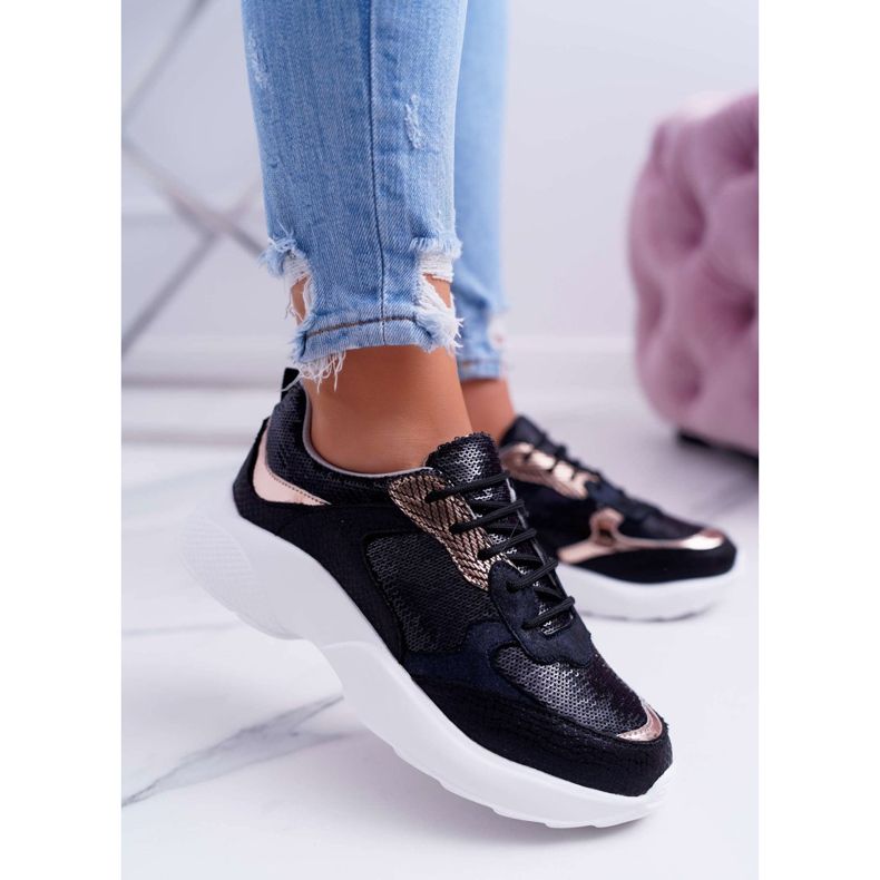 Moow Dámské sportovní boty černé Rendy černá žlutá 2