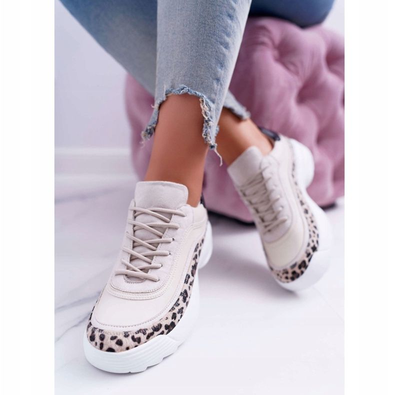 FC1 Dámská sportovní obuv Leopard Debora béžový hnědý 2