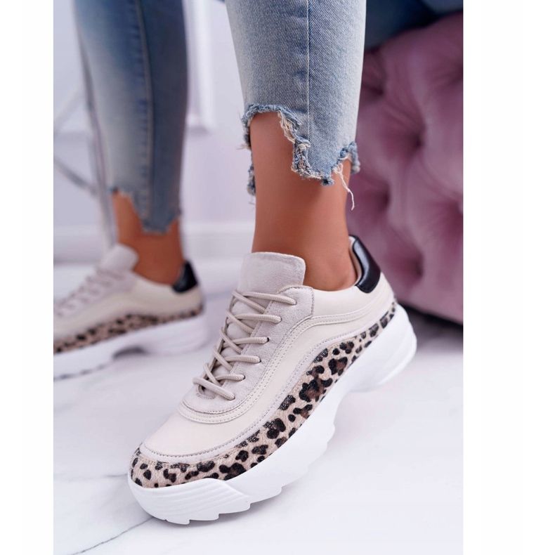 FC1 Dámská sportovní obuv Leopard Debora béžový hnědý 1