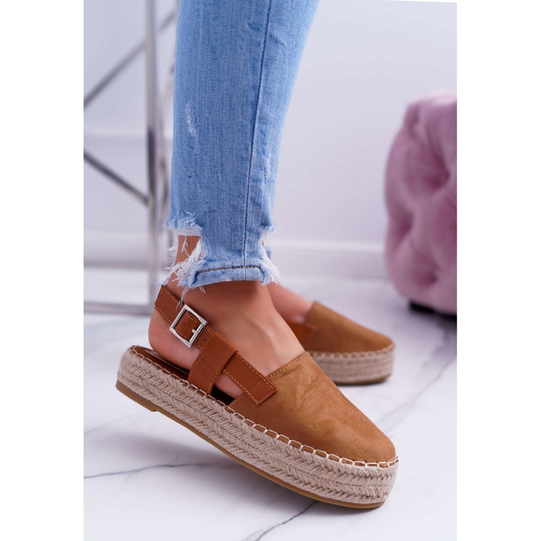 NFR Dámské semišové espadrilky na platformě Camel Parteno hnědý 1