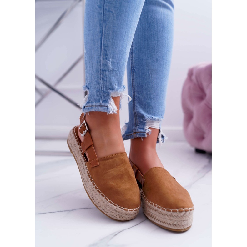 NFR Dámské semišové espadrilky na platformě Camel Parteno hnědý 2