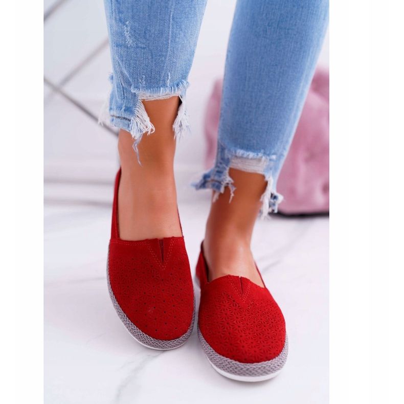 S.Barski Dámské espadrilky semišové kůže červené Bimbo červený 2