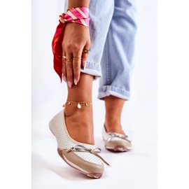 EVE Dámské bílo -béžové kožené prolamované balerínky Erdola bílý hnědý 1