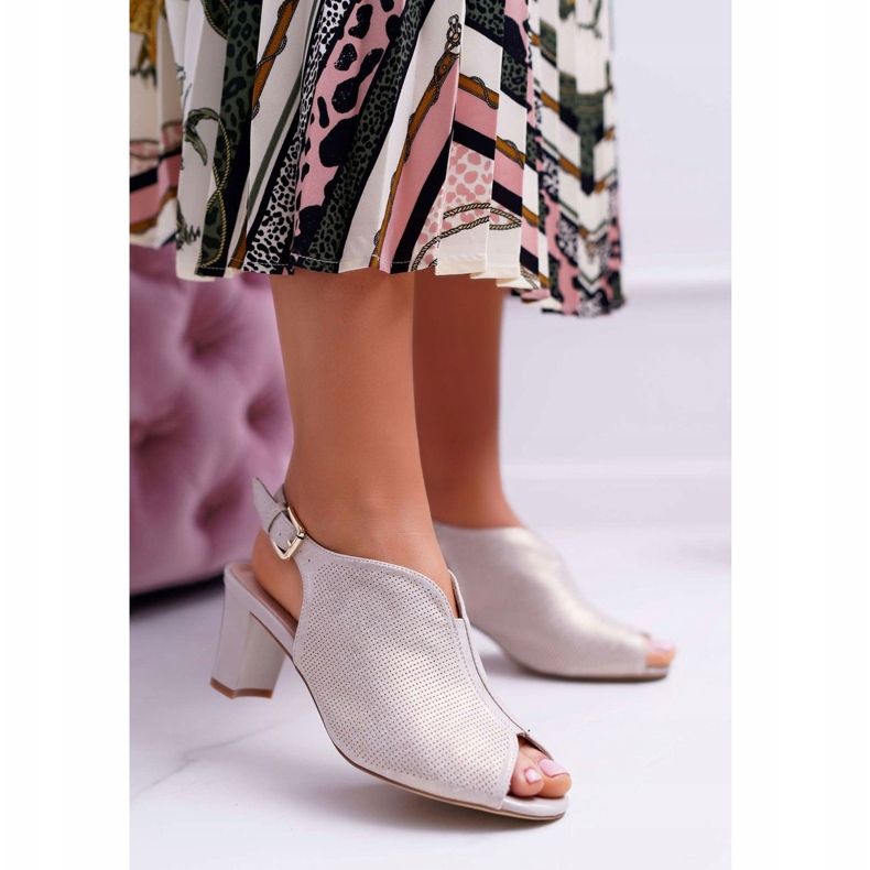 Dámské sandály na vysokém podpatku Sergio Leone SK800 béžová Fanfara béžový 1