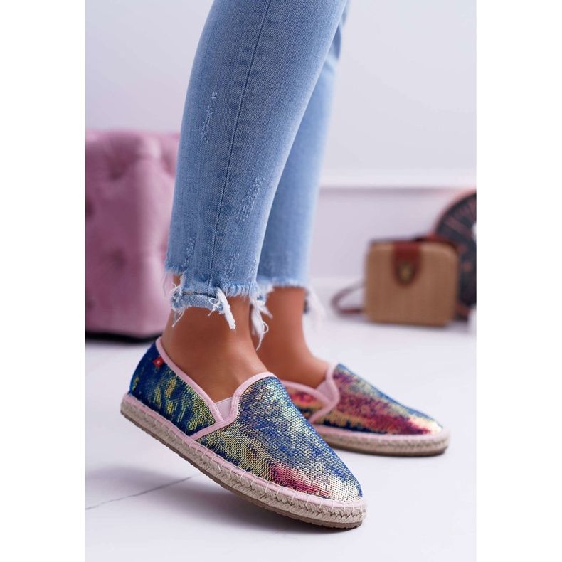 Dámské espadrilky Big Star Iridescent Flitry DD274A164 námořnická modř 1