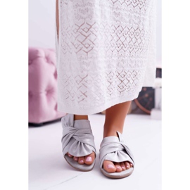 EVE Dámské pantofle s šedou sedací mašlí šedá 2