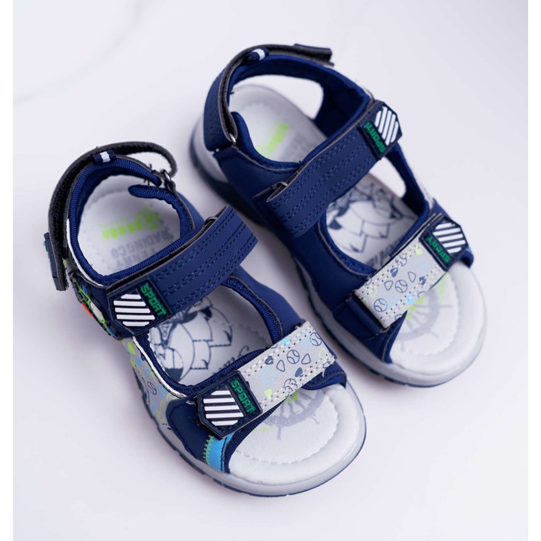 FRROCK Dětské chlapecké sandály se suchým zipem Navy Blue Reksio námořnická modř 1
