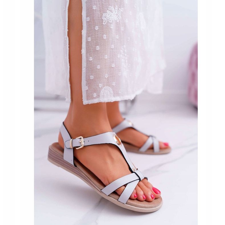 Dámské sandály ploché šedé S.Barski Brimnes šedá 1