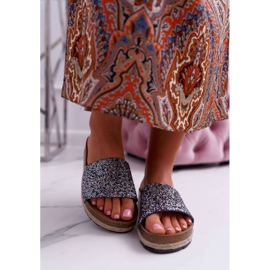 S.Barski Elegantní dámské pantofle tlustá podrážka Jersey modrý 2