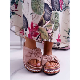 Dámské pantofle se silnou mašlí na podrážce Pink Milady růžový 2