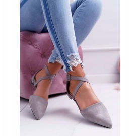 PS1 Dámské šedé semišové balerínky Spitz Medena šedá 2