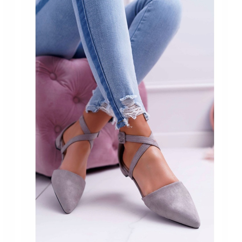 PS1 Dámské šedé semišové balerínky Spitz Medena šedá 2