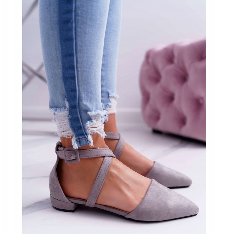 PS1 Dámské šedé semišové balerínky Spitz Medena šedá 1