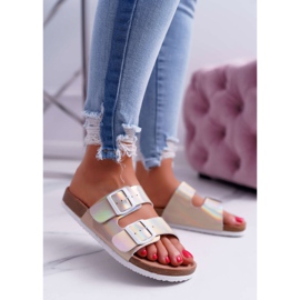 Dámské zlaté pantofle Big Star DD274135 zlatý 1