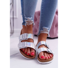 Dámské stříbrné pantofle Big Star DD274134 šedá 2