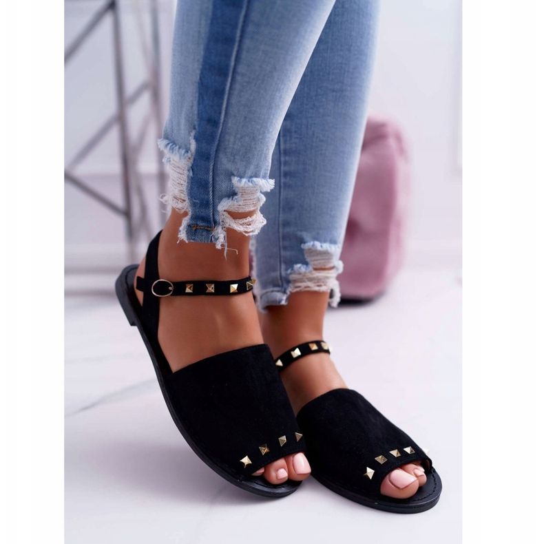 Dámské sandály Lu Boo semišové černé Sileny černá 2