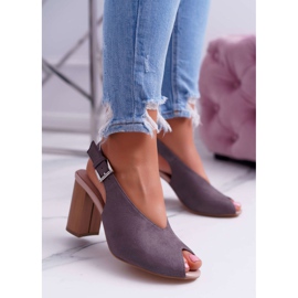 EVE Dámské sandály semišové tmavě šedé Celian šedá 1