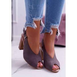 EVE Dámské sandály semišové tmavě šedé Celian šedá 2