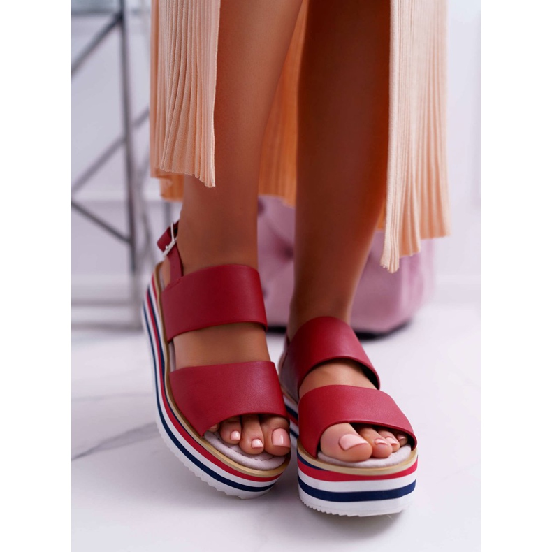 Moow Dámské sandály na platformě Red Aurera červené 2