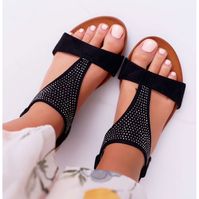 EVE Dámské sandály ploché černé Sorsano černá 1