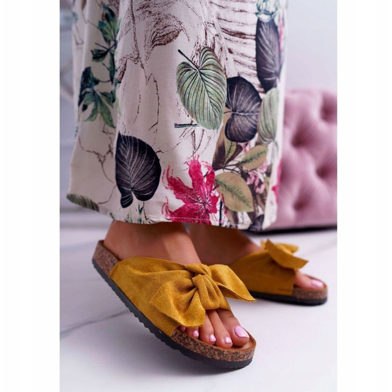 BUGO Dámské pantofle s mašlí Yellow Randy žlutá 1